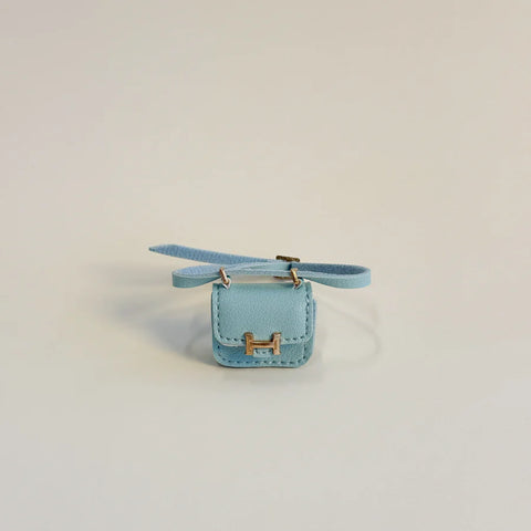 Labubu Mini Micro H Flap Crossbody - White with Gold Accent