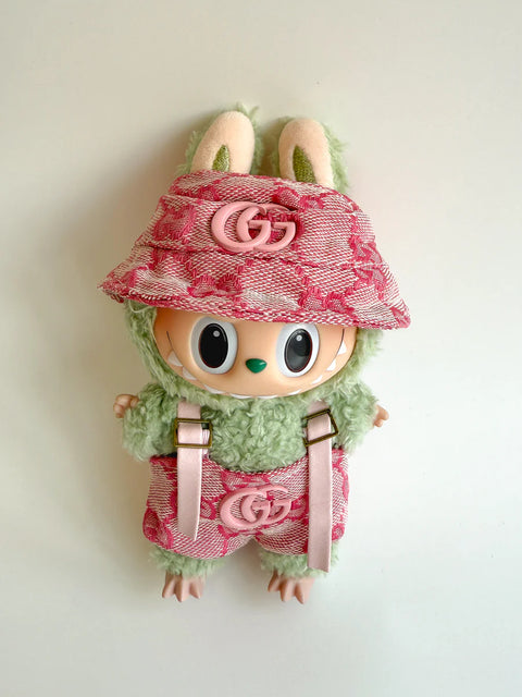 Labubu Classic Monogram Bucket Hat & Overalls Set - GG